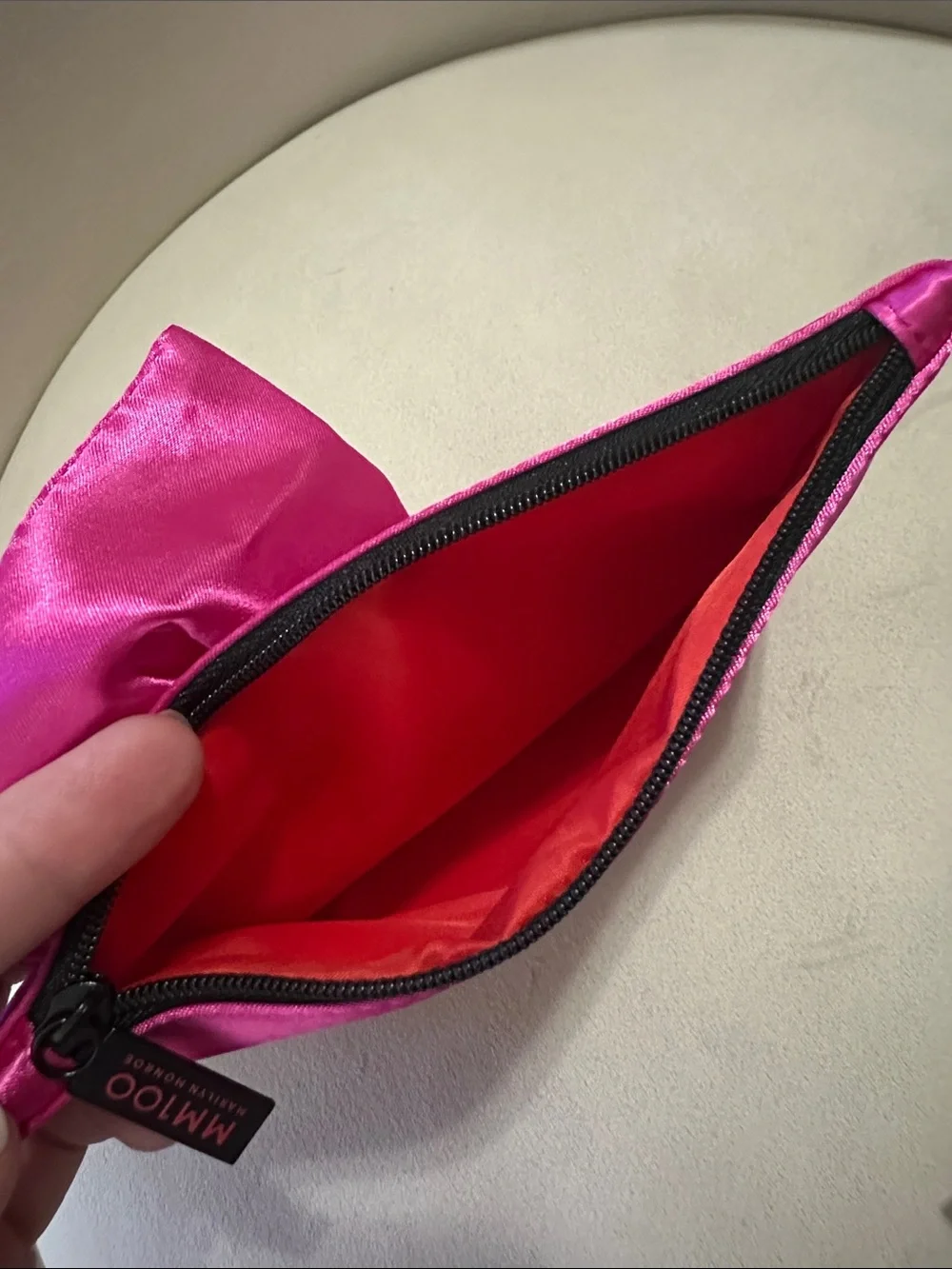 NEW✨Ipsy “Marilyn Monroe” Hot Pink Satin Bow Makeup Bag